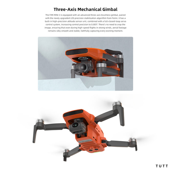 FIMI X8 MINI 3 Professional GPS Mini Drone | 9KM FPV With 4K 48MP 60fps 1/2″ CMOS Camera 3 - axis Mechanical Gimbal 32mins | Under 250g | Two Batteries 128GB SanDisk Pro | TUTT - TUTT