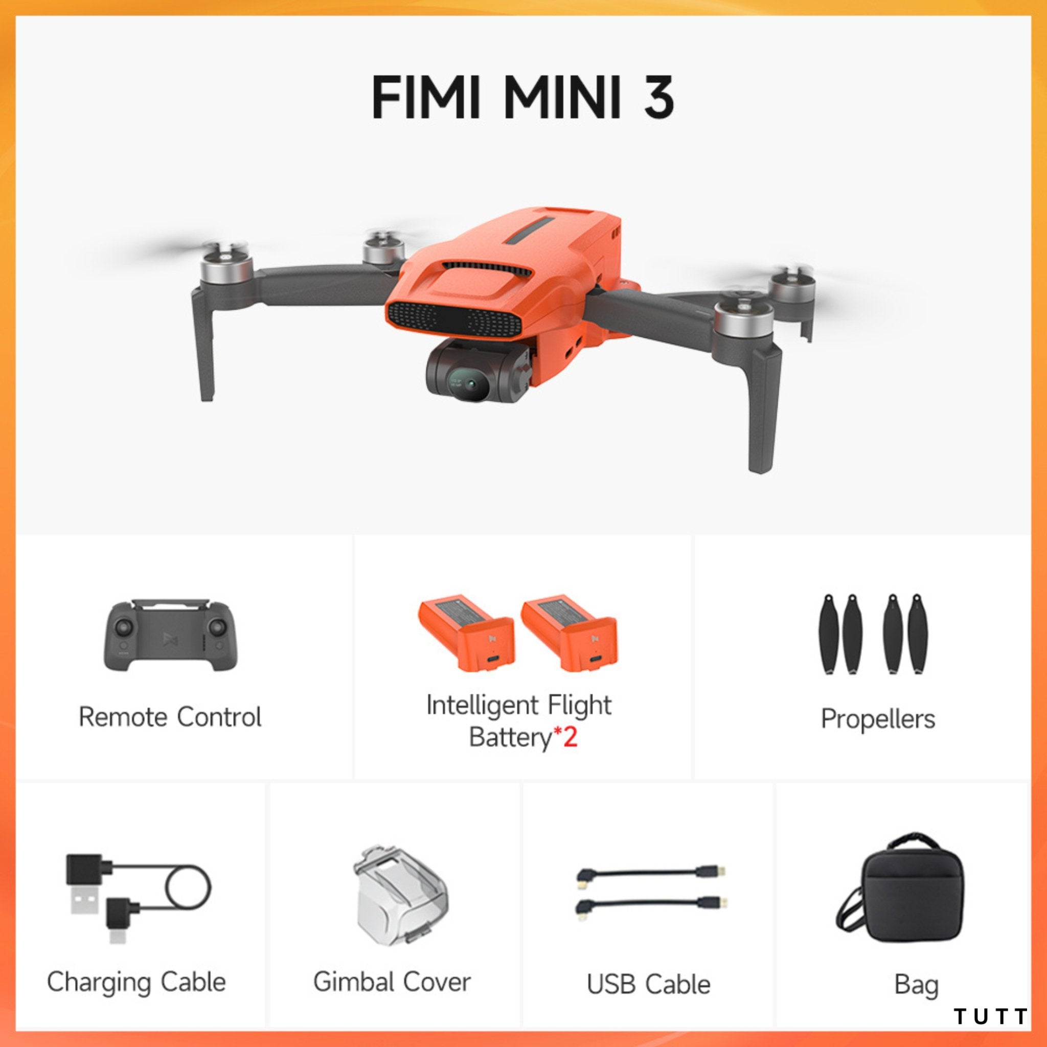 FIMI X8 MINI 3 Professional GPS Mini Drone | 9KM FPV With 4K 48MP 60fps 1/2″ CMOS Camera 3 - axis Mechanical Gimbal 32mins | Under 250g | Two Batteries 128GB SanDisk Pro | TUTT - TUTT