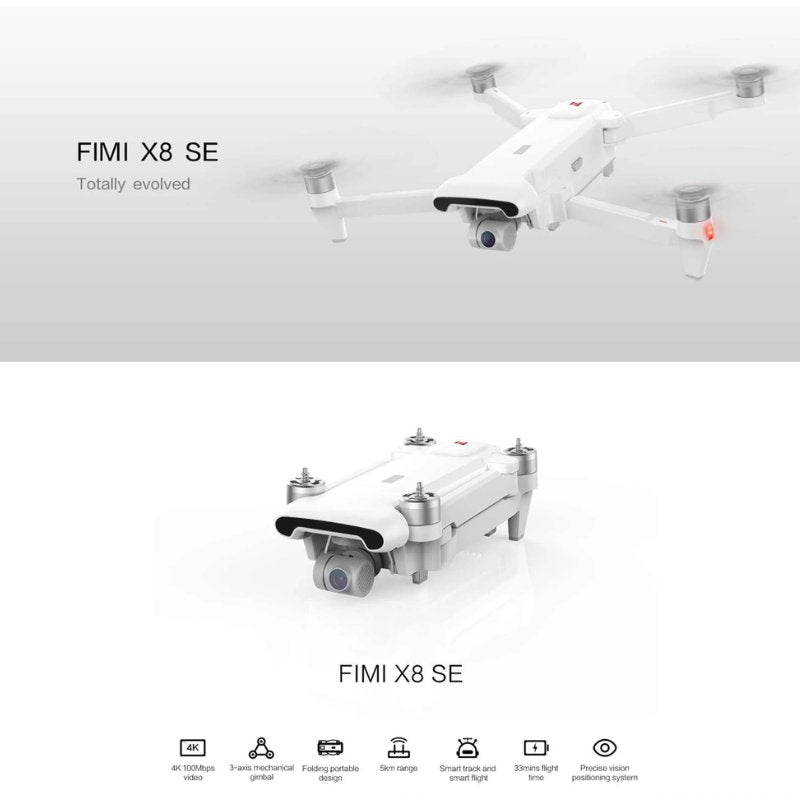 FIMI X8SE 2022 V2 Drone Camera Professional GPS 4K Foldable RC Quadcopter, 35-min Flight Time, 10km - TUTT