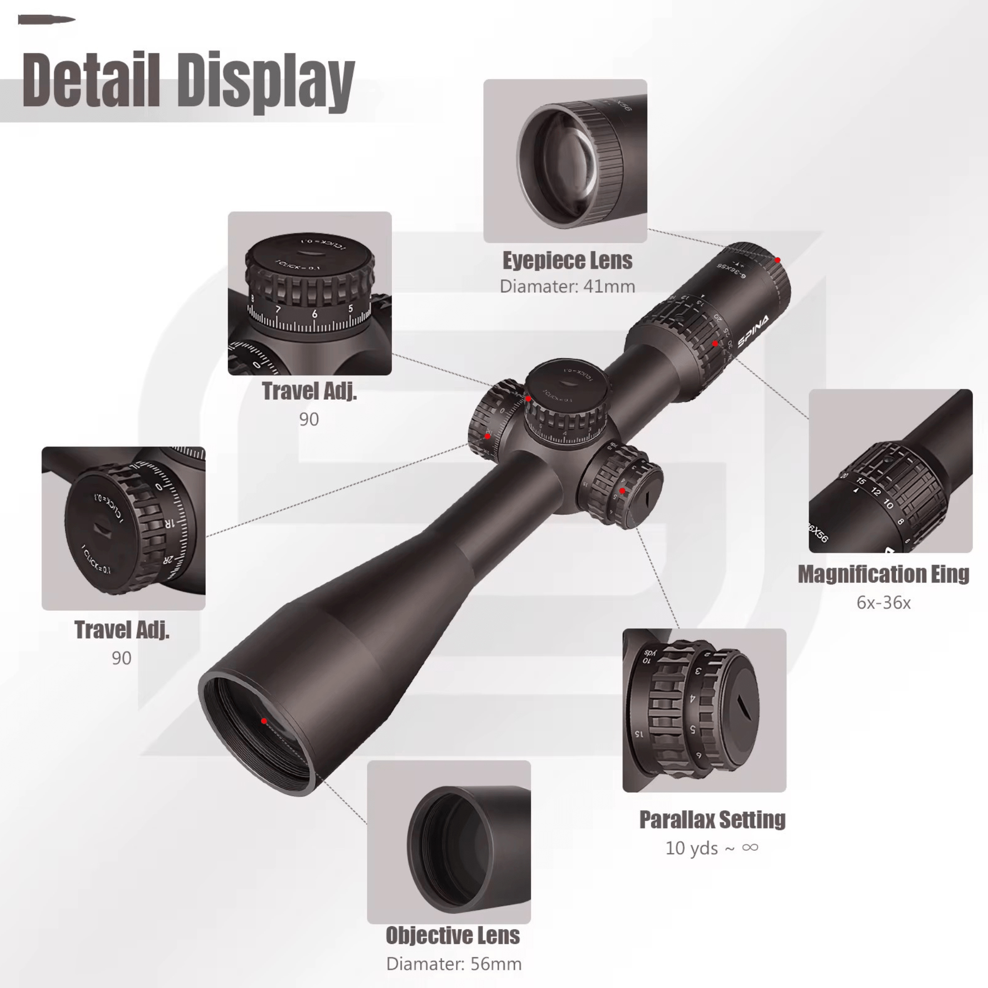 GLACIER 6 - 36×56 ED Glass FFP Tactical Scope Illuminated Reticle 12 Gear | IPX7 Long Range Scope Binocular | Spina sold by TUTT - TUTT