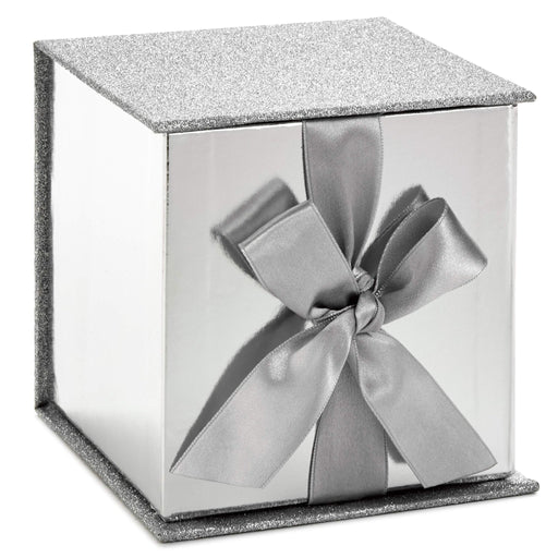 GOOD DRAGONS Small Gift Box with Bow and Shredded Paper Fill (Silver Signature 4 inch Gift Box with Glitter) - TUTT