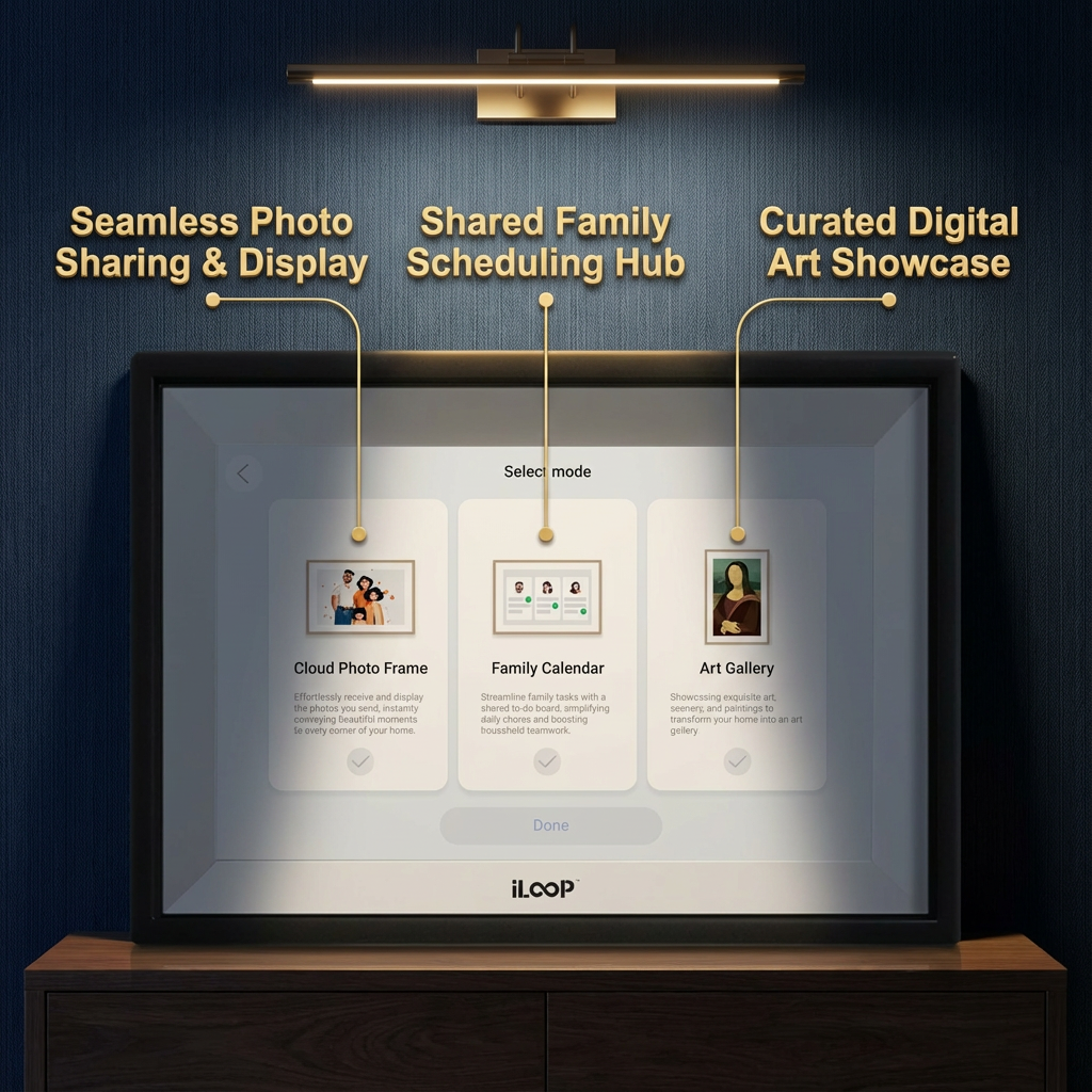 iLoop 15.6” Digital Calendar 32GB | 3 Modes: Calendar, Wi-Fi Photo and Video Frame & Art Gallery | Touchscreen