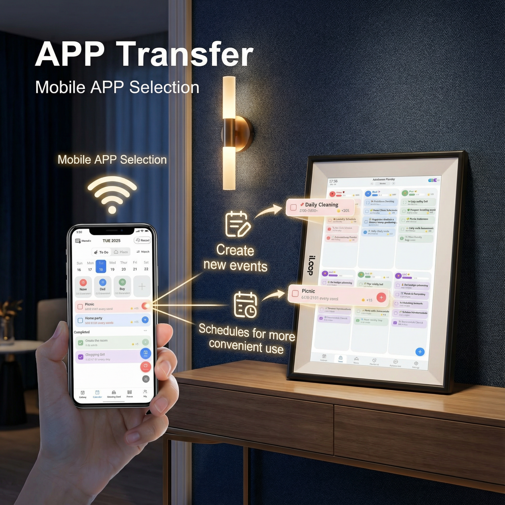 iLoop 15.6” Digital Calendar 32GB | 3 Modes: Calendar, Wi-Fi Photo and Video Frame & Art Gallery | Touchscreen