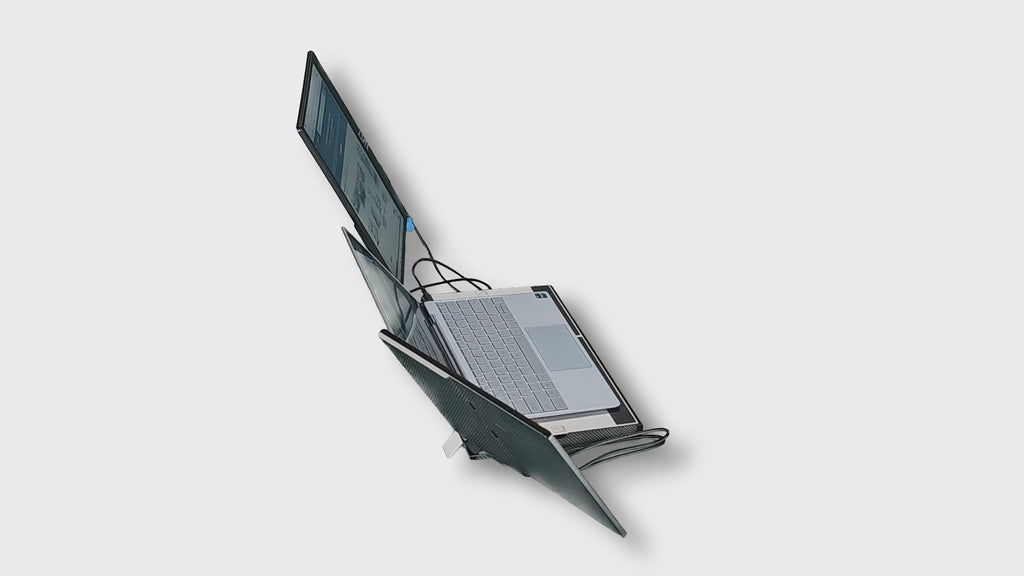 TUTT 14'' Portable Monitor Laptop Base 360° Rotation Stand, Multi-Position F3 for 12-17” Laptop Built-In Speaker All Devices Compatible with Converter Cable (H5 Included)

