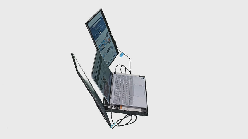 TUTT 14'' Portable Monitor Laptop Base 360° Rotation Stand, Multi-Position F3 for 12-17” Laptop Built-In Speaker All Devices Compatible with Converter Cable (H5 Included)

