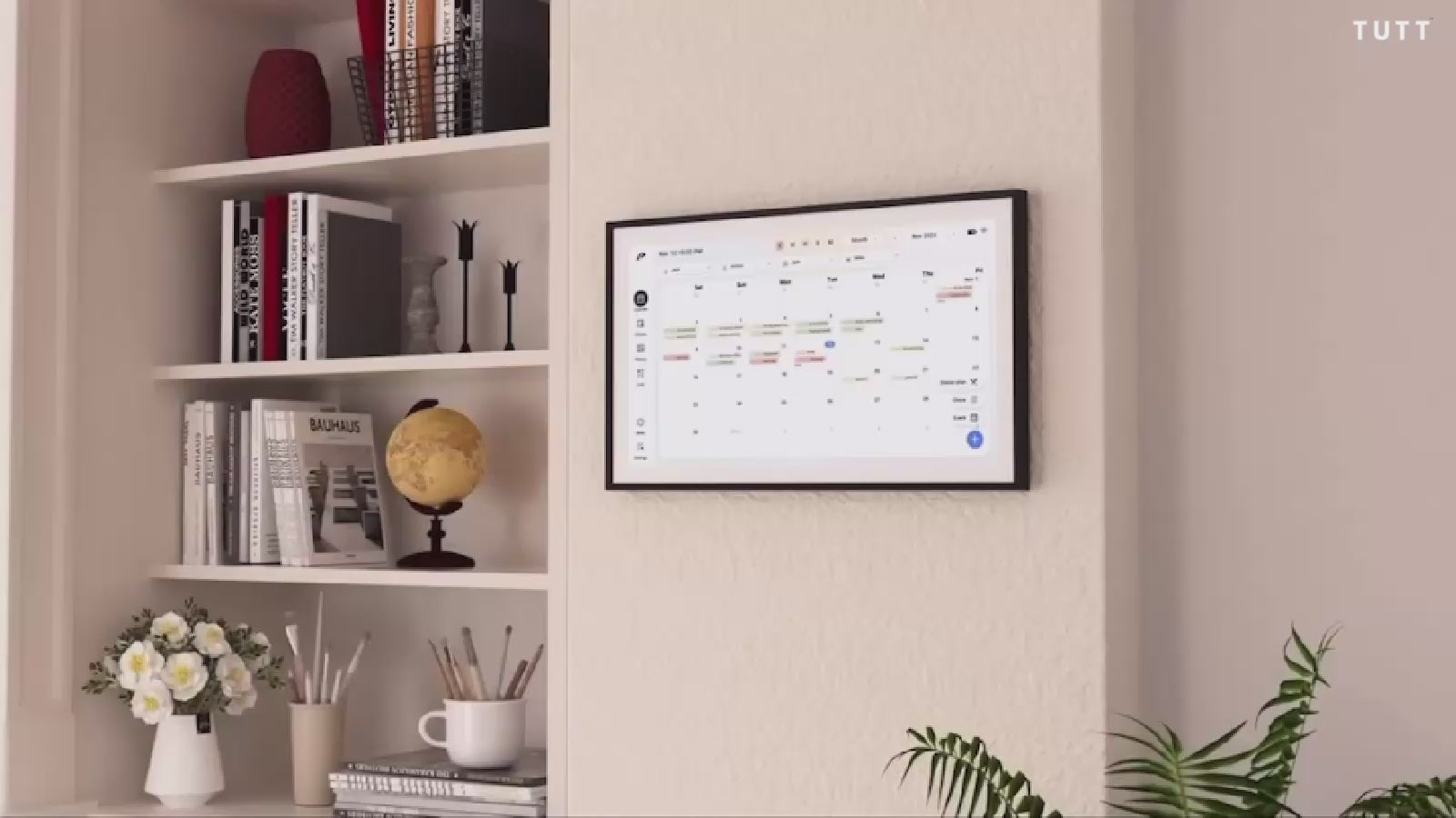 Calendrier et tableau des tâches numériques intelligents TUTT 15,6" | Cadre photo et vidéo | Écran tactile intelligent | Organiseur familial + carte mémoire SanDisk 128 Go 