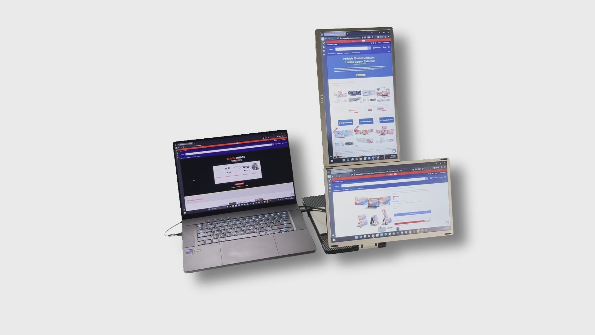 Moniteur portable TUTT 15,6" FHD – Extension triple écran S6, USB-C/HDMI, 7 modes d'affichage | Compatible avec tous les appareils grâce au câble convertisseur (H5 inclus) 