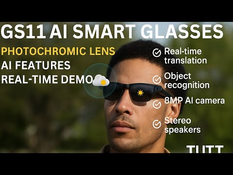 TUTT GS11 AI Glasses | HD Camera + AI Integration & Intelligent Object Recognition | Replaceable with Prescription Lenses