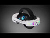 White VR head strap with RGB lighting, adjustable knob, and battery indicator for Meta Quest 3, TUTT
