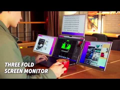 Écran portable triple TUTT 14 pouces | Câble unique, format 16:10 | Extension d'écran quadruple pour ordinateur portable | S780 