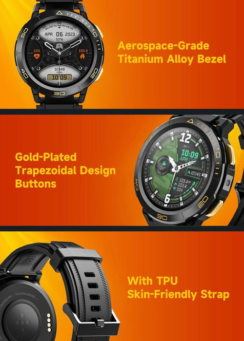 TITT ZL1 Rugged Android AMOLED Smart Watch 4G SIM Card GPS | 2MP HD Camera | IP68 1 ATM | Mega Battery 800 mAh | 2GB - 16GB ROM | Titanium Alloy - TUTT