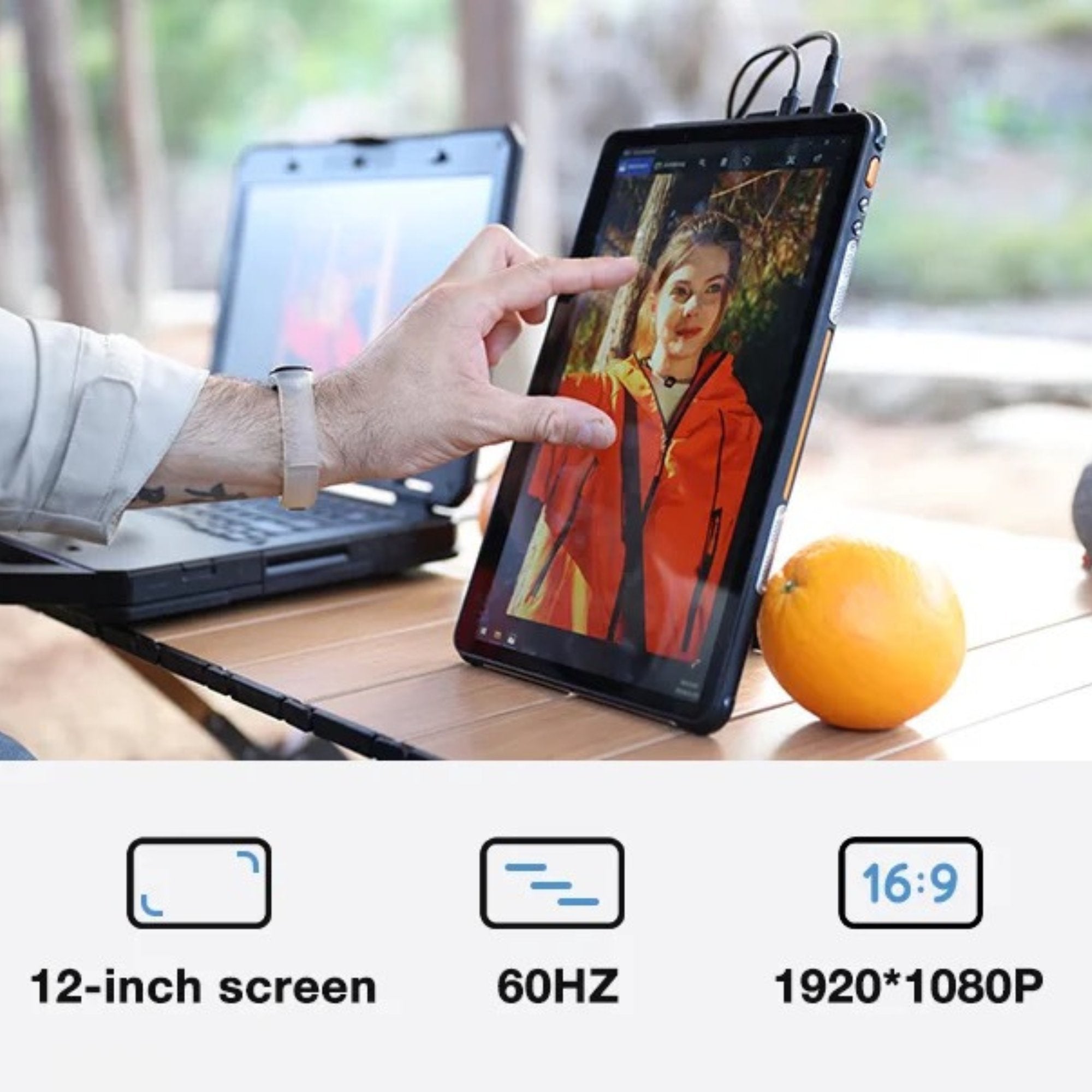 TUTT 12” Touchscreen Rugged Portable Monitor | 5000mAh Battery | Water & Drop Proof | Digital Photo Frame Mode | N1Pro 128GB SanDisk Extreme Pro 200MB/s & Reader Kit - TUTT