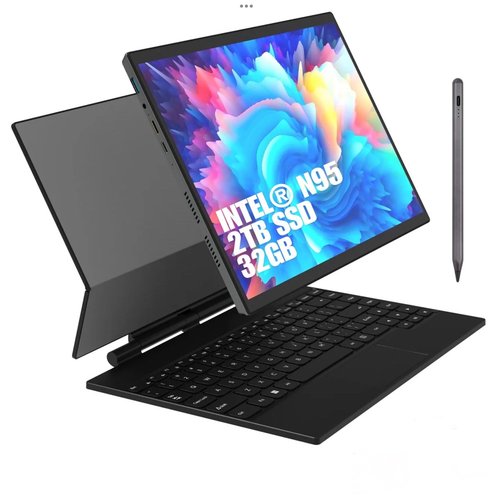 TUTT 14” IPS Touchscreen 2 - in - 1 Laptop Tablet 16:10 | 2 TB SSD / 32 GB RAM | Intel® N95 CPU | Dual Camera | Stylus | 128GB SanDisk Pro 5 - in - 1 Kit | Windows 11 Pro - TUTT