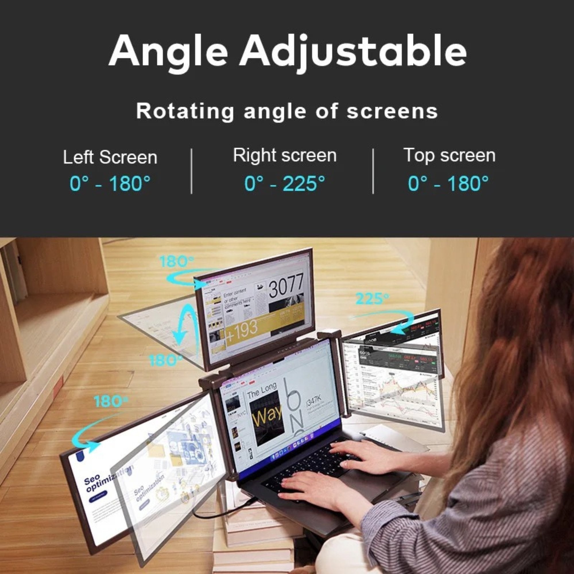 TUTT 14” Triple Portable Laptop Monitor | Single Cable Setup | FHD 1080P Quad Screen Extender | S680 | 90 - Minute Technical Support - TUTT