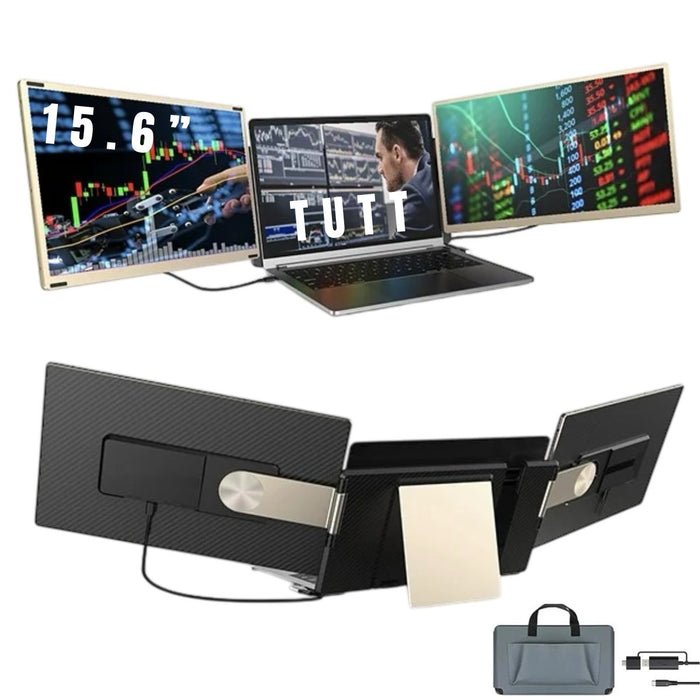 TUTT 15.6" FHD Dual Portable Laptop Monitor Screen Extender For All Devices | 7 Multiple Positions | S6 Triple Screens | Technical Support in 90 Min - TUTT