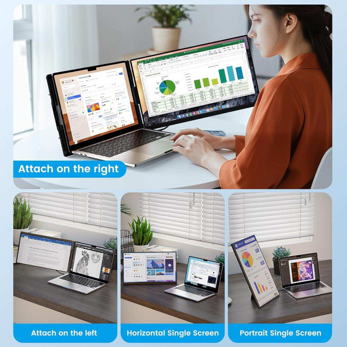 TUTT 15.6” FHD Portable Monitor – IPS, Dual Screen Extender, USB-C & HDMI, Built-in Speakers, P5 Upgraded - TUTT