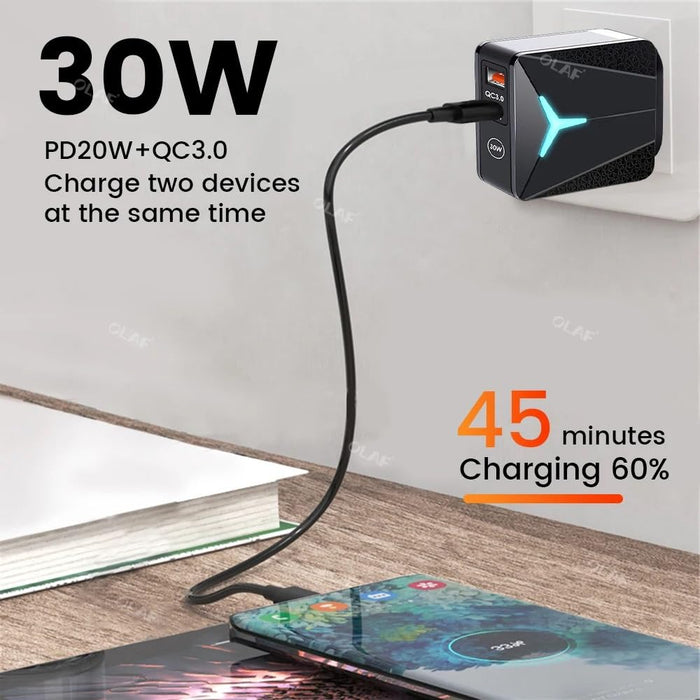 TUTT 15W Magnetic Wireless Charging Pad 2 In 1 With 30W TYPE-C+USB Fast Charger Plug | Compatible with iPhone