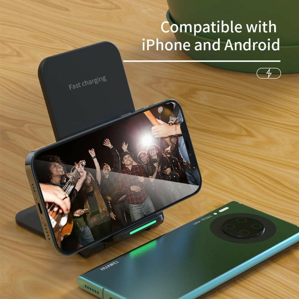 TUTT 15W Wireless Foldable Charger Stand Pad Compatible with iPhone 14/13/12/SE 2020/11/XS Max/XR/X/8 Plus