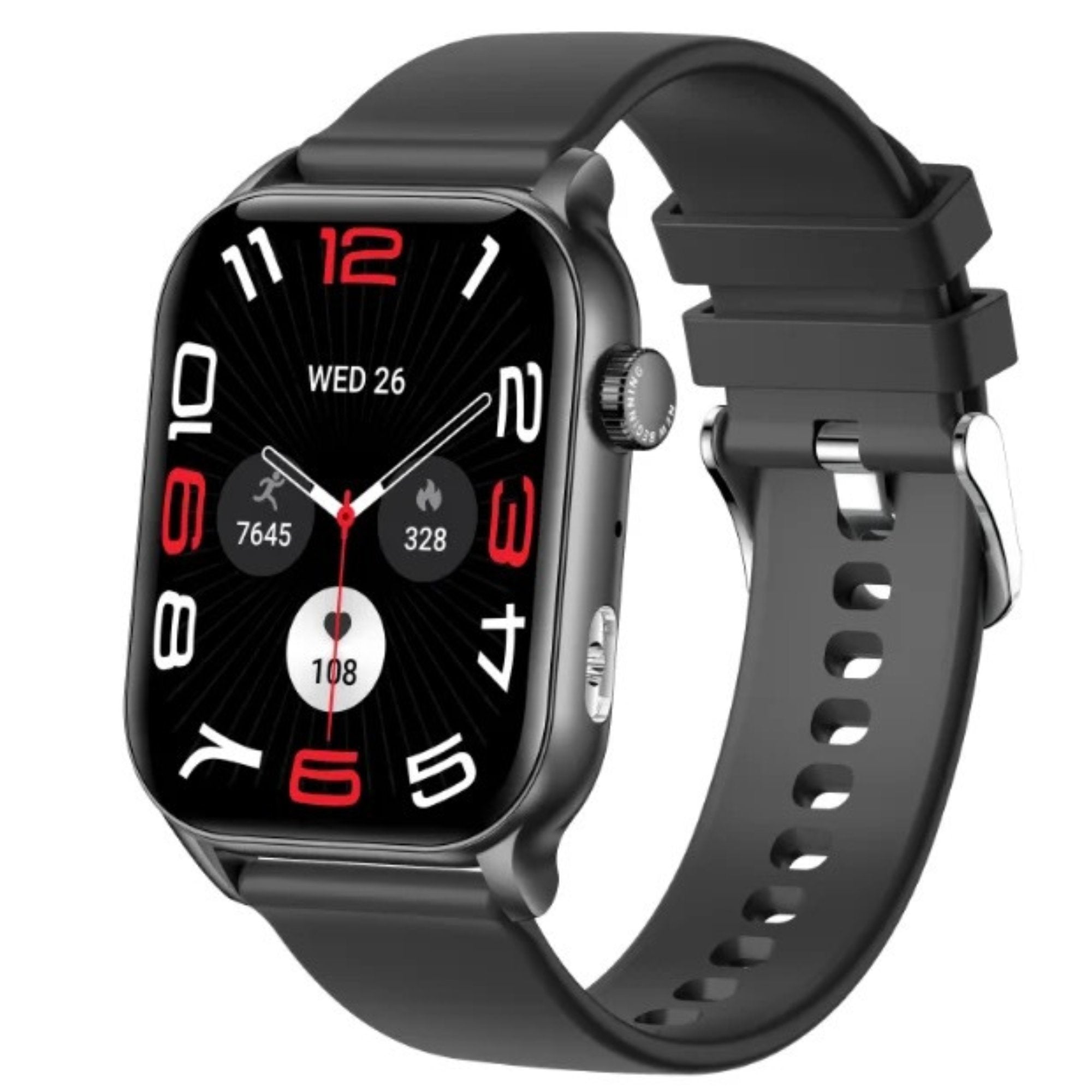 TUTT 1.95” AMOLED Screen Smart Watch | Flashlight BT Call Health and Fitness Tracking | K8 Smartwatch for Men and Women - TUTT