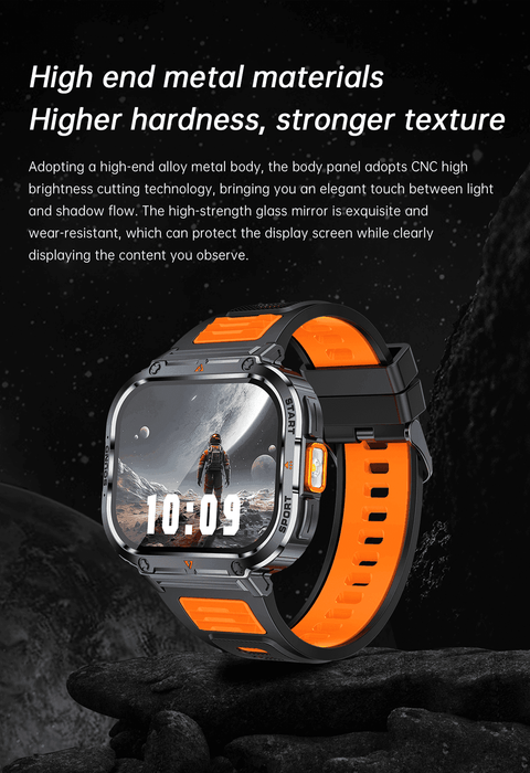 TUTT 2.0" Dial Smart Watch | Rugged Military | Health and Fitness Tracking | Flashlight | NX23 Smartwatches For Men - TUTT