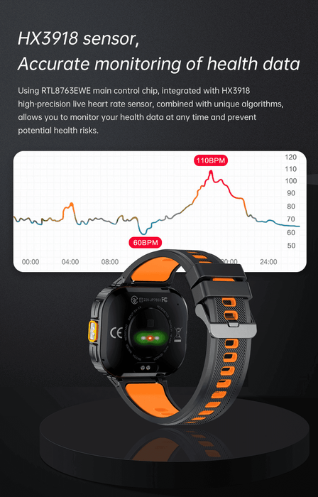 TUTT 2.0" Dial Smart Watch | Rugged Military | Health and Fitness Tracking | Flashlight | NX23 Smartwatches For Men - TUTT