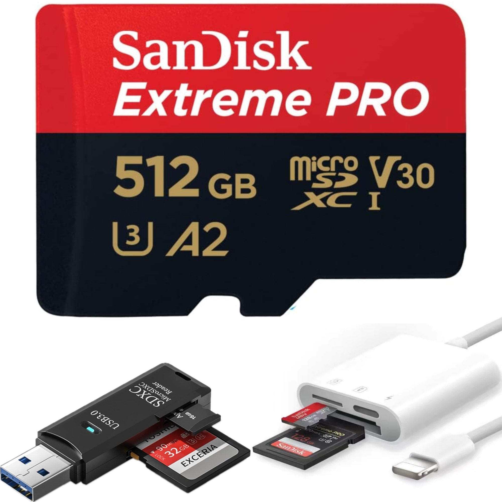 TUTT 3 in 1 | SanDisk 64/128/256/512GB 1TB Ultra microSDXC MicroSD Memory Card