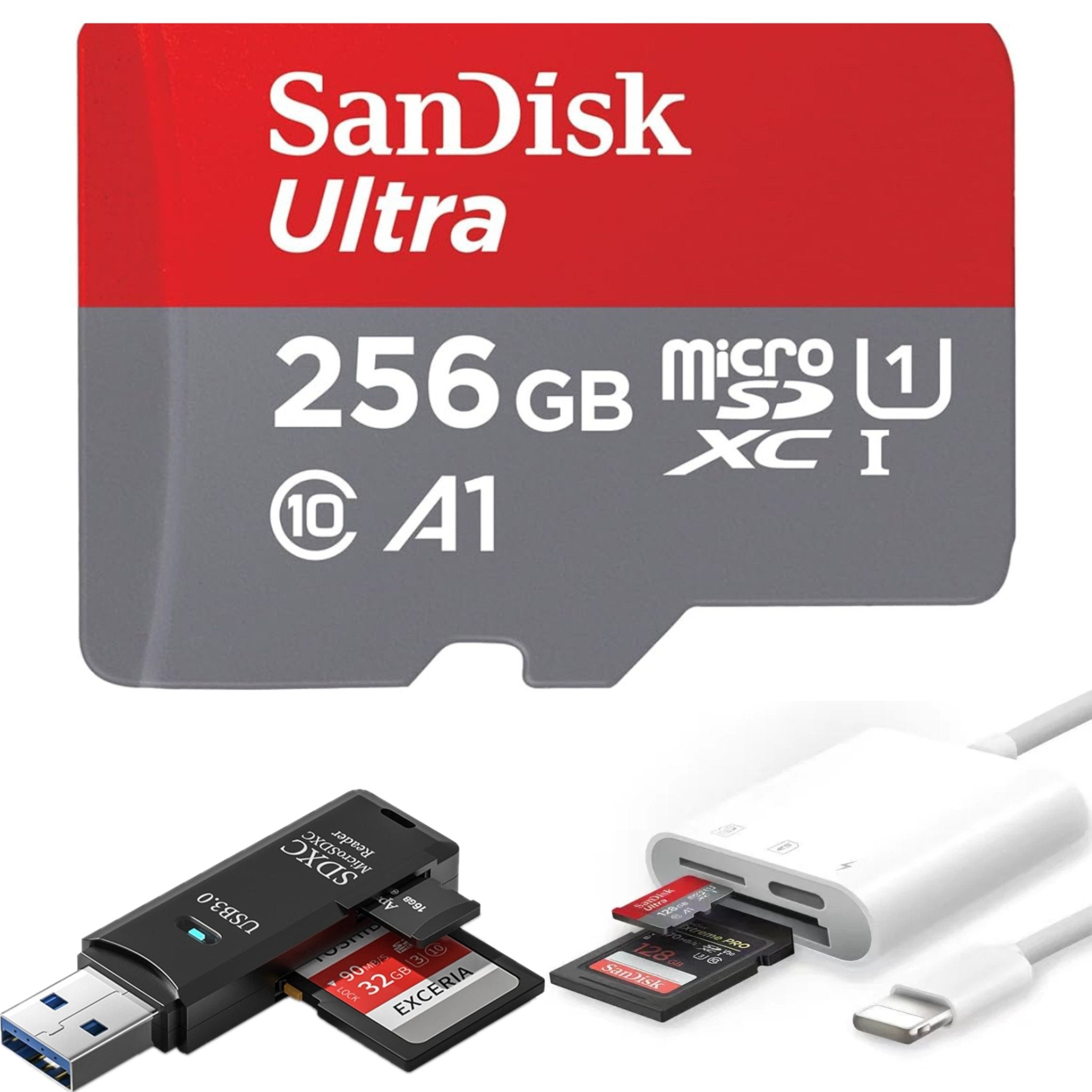 TUTT 3 in 1 | SanDisk 64/128/256/512GB 1TB Ultra microSDXC MicroSD Memory Card