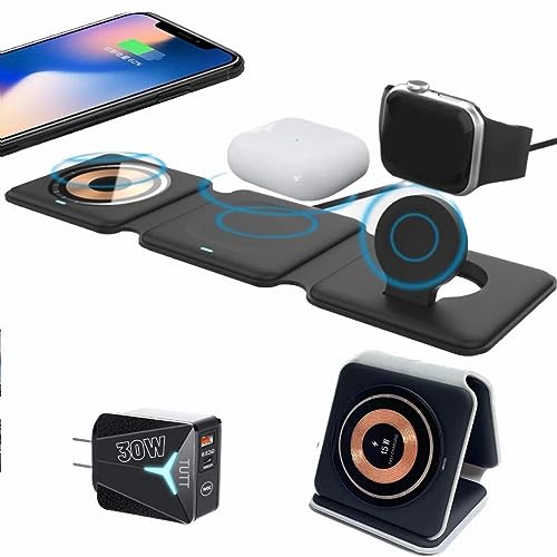 TUTT 3 in 1 Wireless Magnetic Foldable Charger Station Compatible with iPhone 14/13/12/11 AirPods