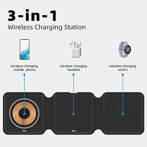 TUTT 3 in 1 Wireless Magnetic Foldable Charger Station Compatible with iPhone 14/13/12/11 AirPods