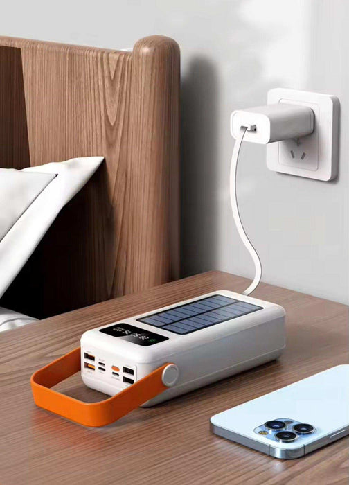 TUTT 60,000 mAh Solar Power Bank | Fast Charging | Built-In Cables | Flashlight | PowerBanks PD 22.5W Portable Phone Mobile Charger - TUTT