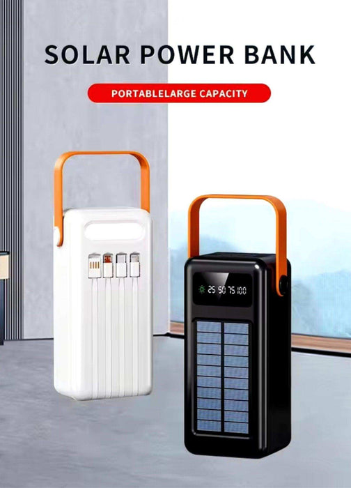 TUTT 60,000 mAh Solar Power Bank | Fast Charging | Built-In Cables | Flashlight | PowerBanks PD 22.5W Portable Phone Mobile Charger - TUTT