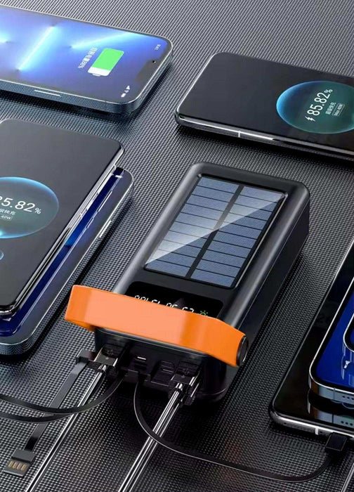 TUTT 60,000 mAh Solar Power Bank | Fast Charging | Built-In Cables | Flashlight | PowerBanks PD 22.5W Portable Phone Mobile Charger - TUTT