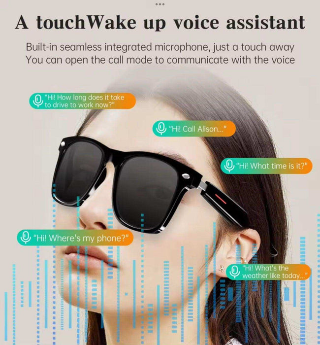 TUTT Bluetooth Smart Glasses Anti-Blue Ray UV | Wireless Call & Music AI Voice & Camera Control Sunglasses | E13 Test Kit | Replaceable With Prescription 2 Lenses - TUTT