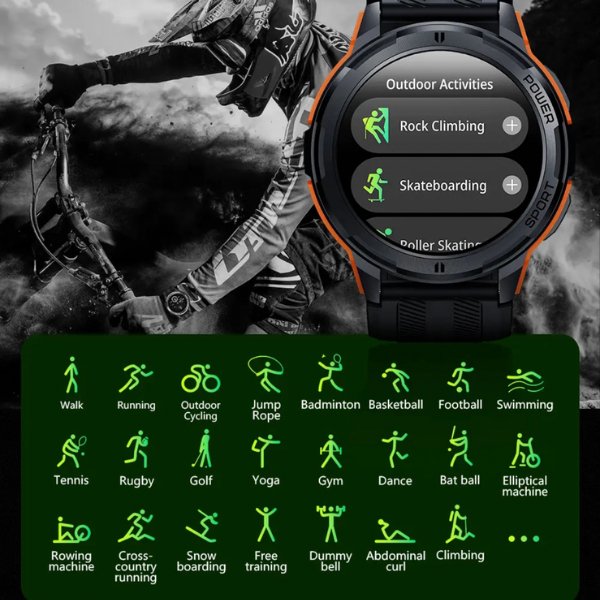 TUTT C25 Military Rugged AMOLED screen 1.43” Smart Watch 1 ATM 10 Meter Depth | Cold & Hot Temperature