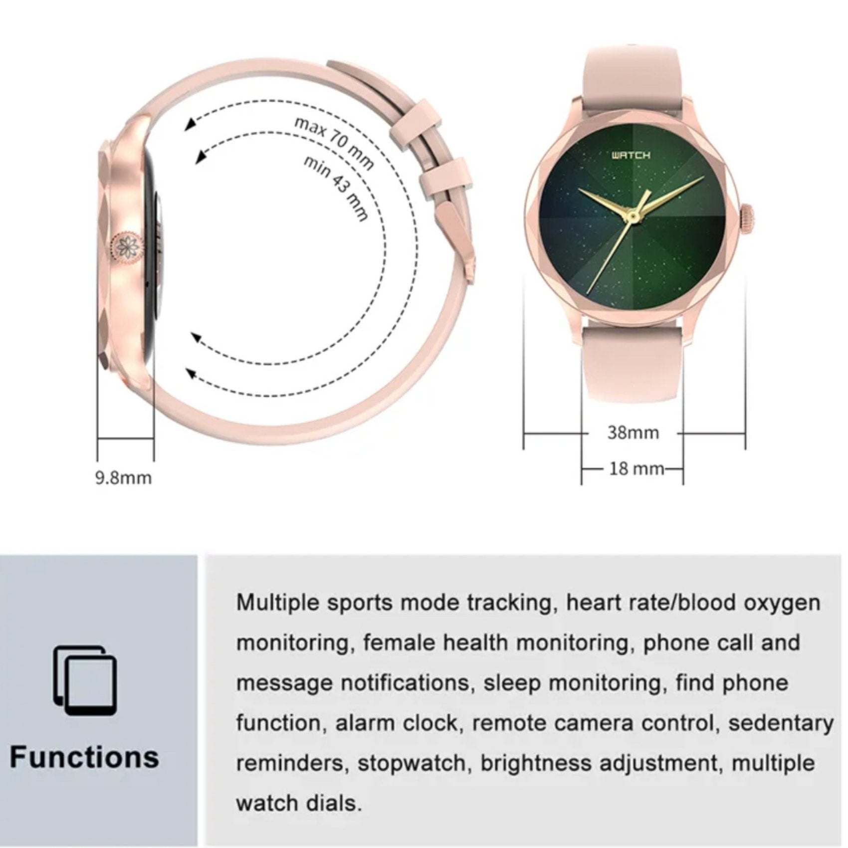 TUTT DT Women Diamond AMOLED Screen SmartWatch for Ladies Reloj Inteligente Fitness Sport Health Smart Watch Steel Straps