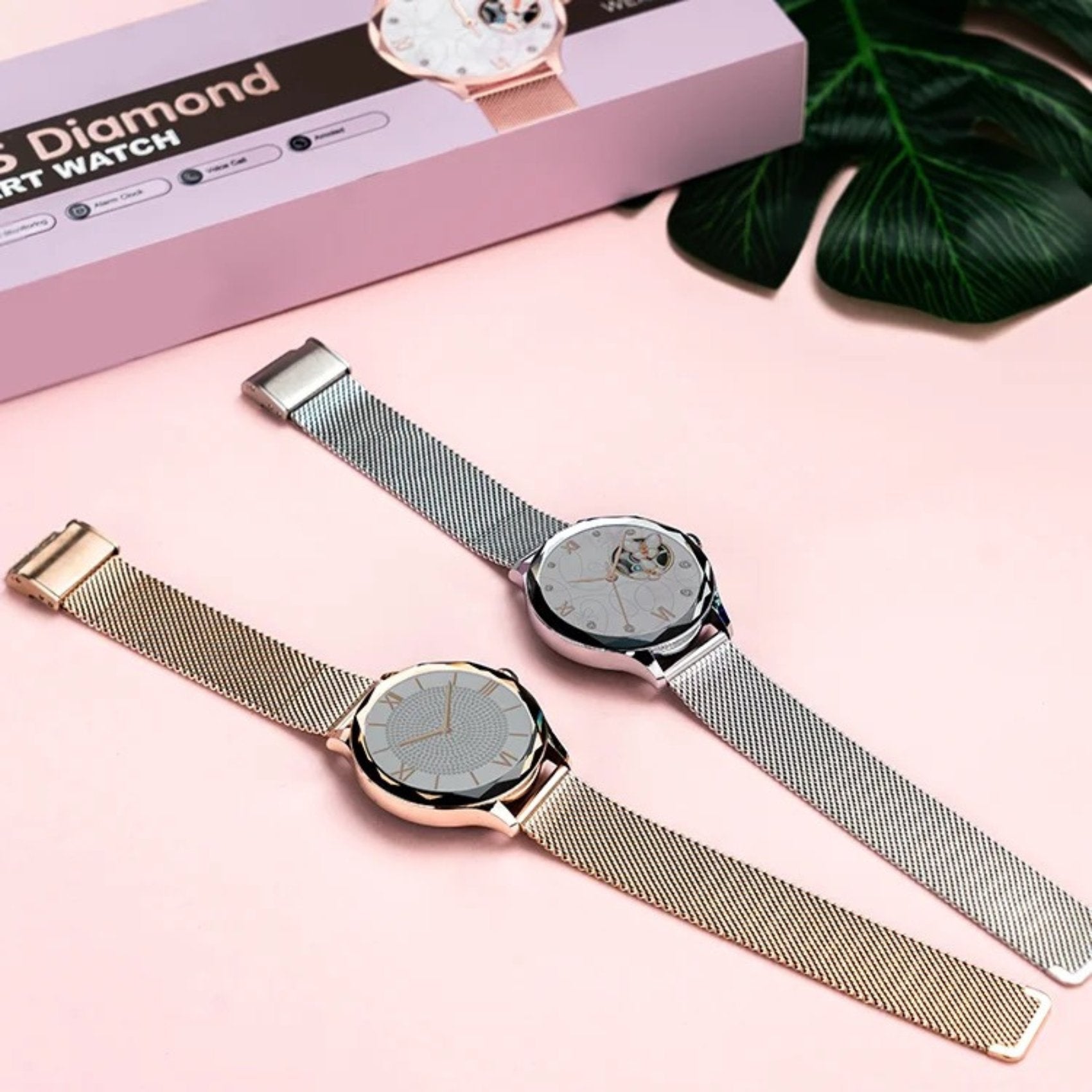 TUTT DT Women Diamond AMOLED Screen SmartWatch for Ladies Reloj Inteligente Fitness Sport Health Smart Watch Steel Straps