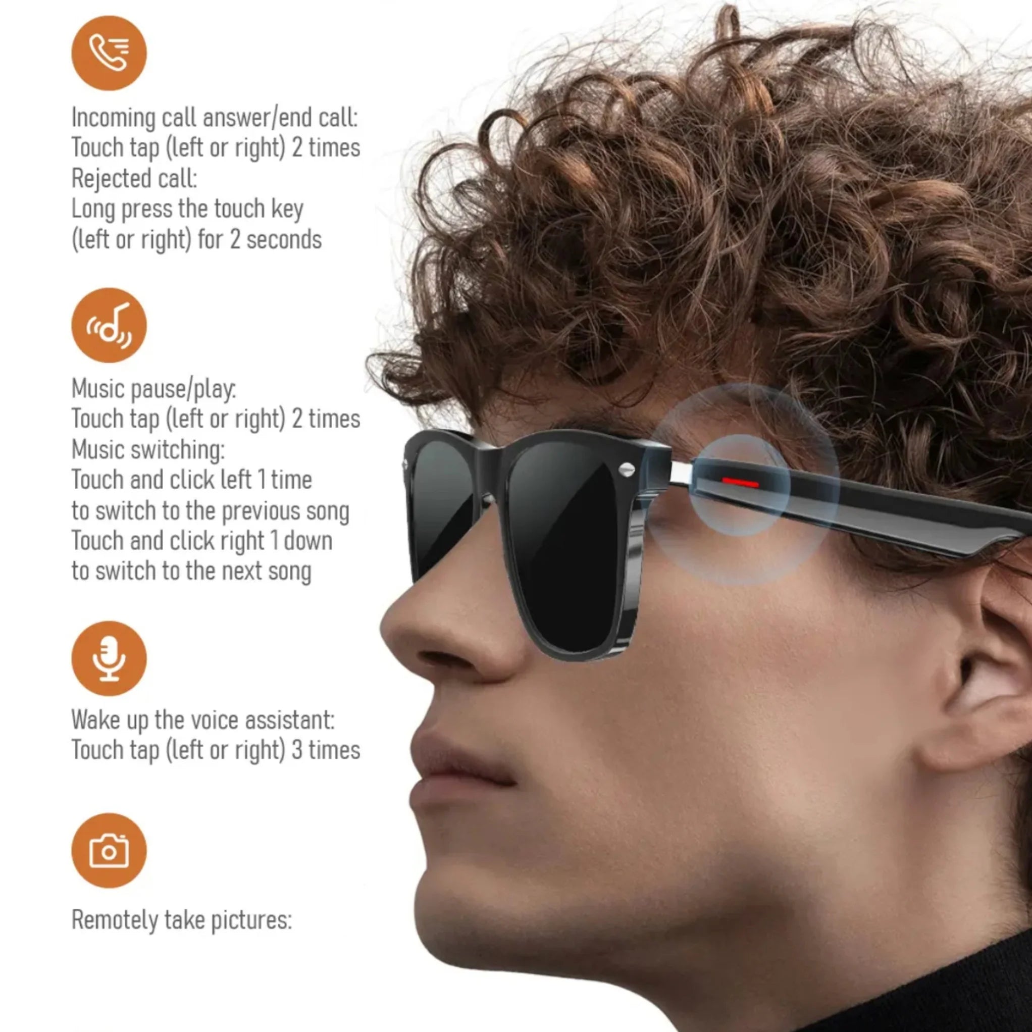 TUTT E13 Bluetooth Smart Glasses Anti - Blue Ray TR90 Frame | Wireless Call & Music & Camera Control, AI Voice Sunglasses | Anti Blue Ray Test Kit | Replaceable With Prescription - TUTT