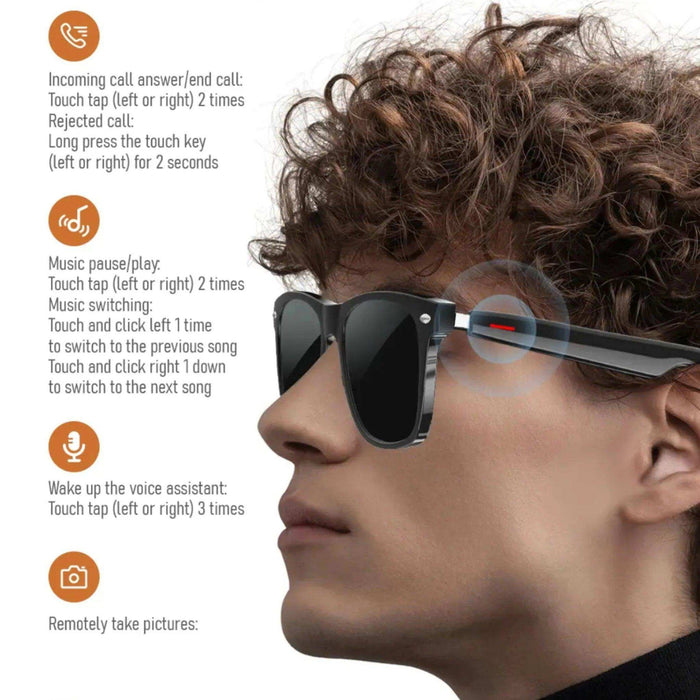 TUTT Bluetooth Smart Glasses Anti-Blue Ray UV | Wireless Call & Music AI Voice & Camera Control Sunglasses | E13 Test Kit | Replaceable With Prescription - TUTT