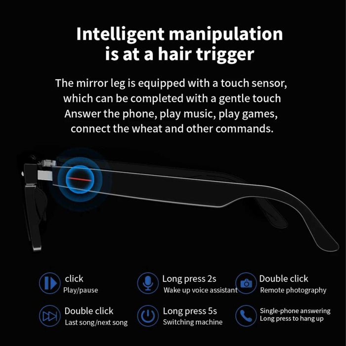 TUTT Bluetooth Smart Glasses Anti-Blue Ray | Wireless Call & Music AI Voice & Camera Control Sunglasses | E13 Anti Blue Ray Test Kit | Replaceable With Prescription - TUTT