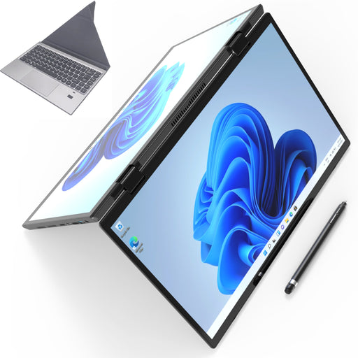 TUTT E140D 2.2K 14'' IPS 2-in-1 Laptop Dual Touch Screen 360° Flip Notebook Gary With Stand Keyboard (1 TB SSD/ 32 GB RAM) | Intel® N95 2.4G/5G WIFI | Windows 11 Pro Mouse - TUTT