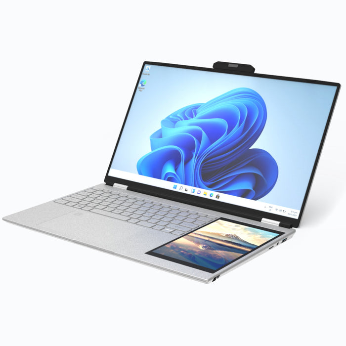 TUTT E156D 15.6" Laptop IPS Dual Screen 7” Mini Touch Screen Silver (1 TB SSD/ 32 GB RAM) | Intel® N95 CPU, Dual-band 2.4G/5G WIFI BacklitKeyboard | Windows 11 Pro with Mouse - TUTT