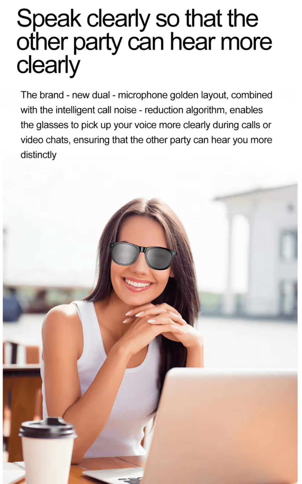 TUTT E8 Smart Bluetooth Sunglasses | AI Voice Assistance Call & Music | HD UV Protection | Anti - Blue Ray - TUTT