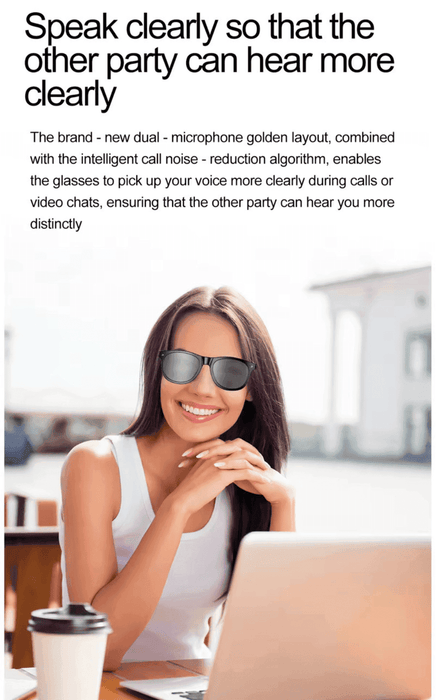 TUTT E8 Smart Bluetooth Sunglasses | AI Voice Assistance Call & Music | HD UV Protection | Anti-Blue Ray - TUTT
