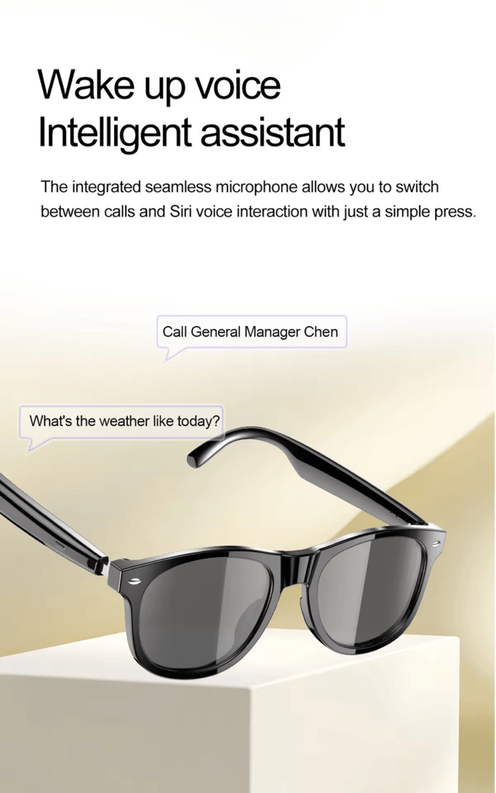 TUTT E8 Smart Bluetooth Sunglasses | AI Voice Assistance Call & Music | HD UV Protection | Anti - Blue Ray - TUTT