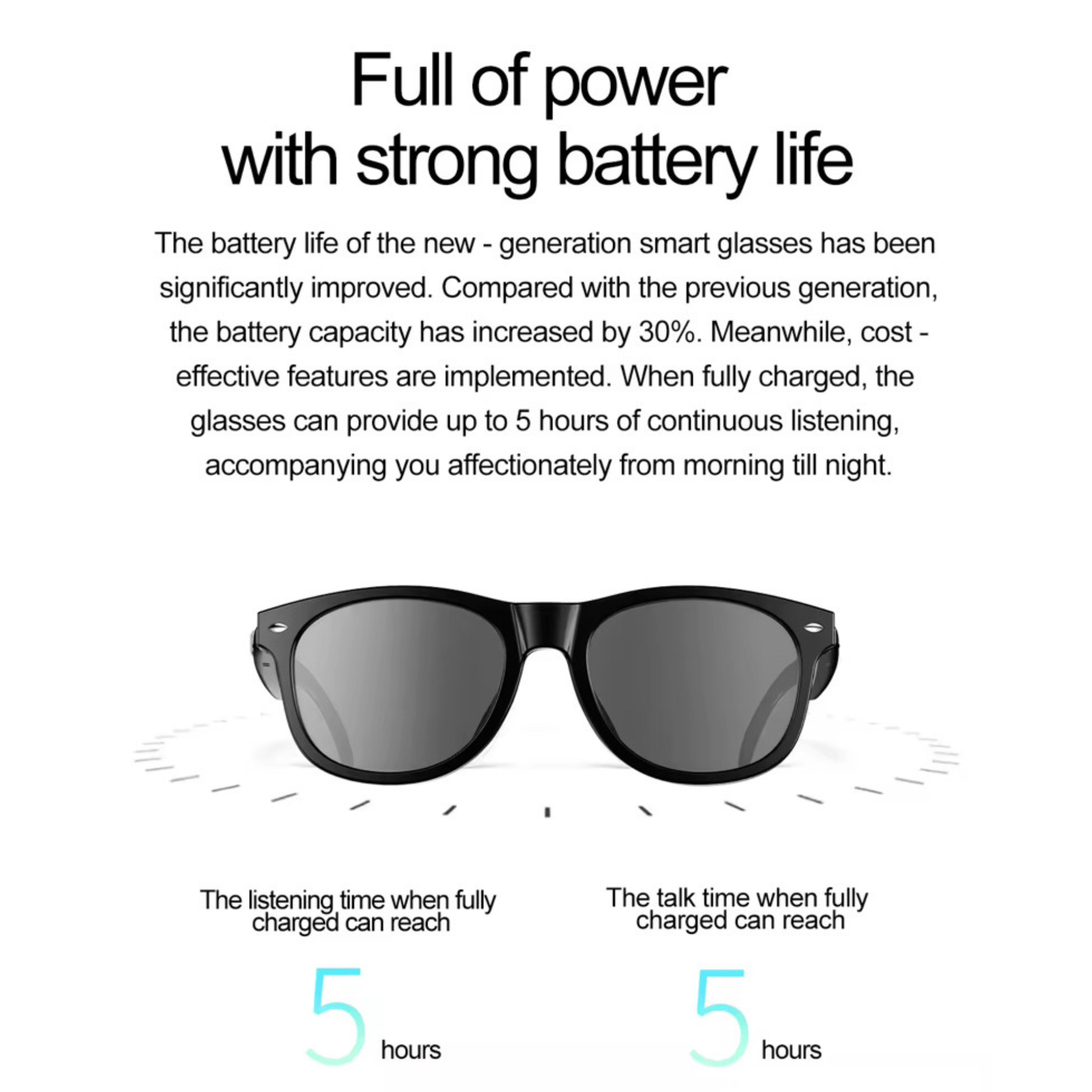 TUTT E8 Smart Bluetooth Sunglasses | AI Voice Assistance Call & Music | HD UV Protection | Anti - Blue Ray - TUTT