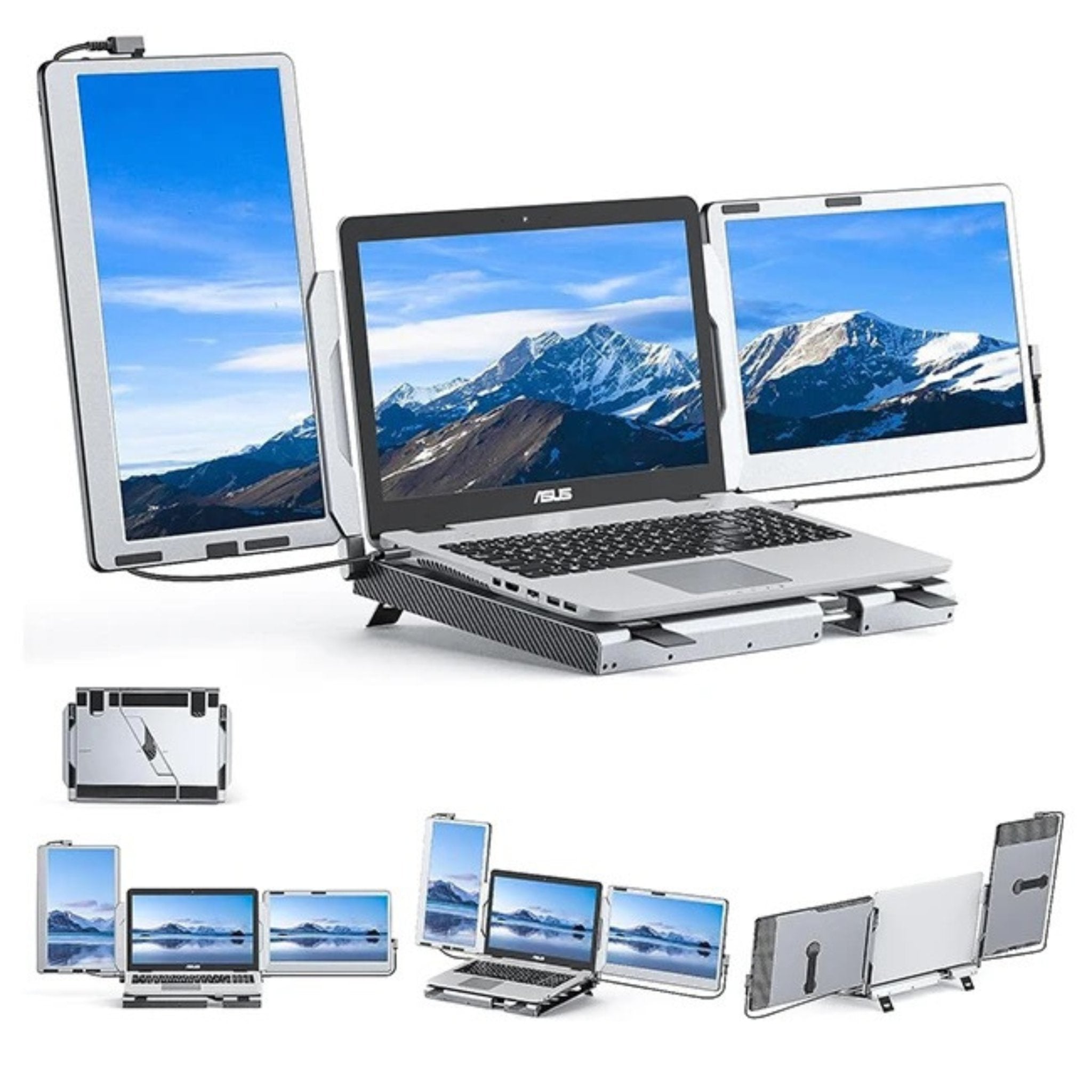 TUTT F2 Portable Laptop Monitor Screen Extender 14'' Inches 360° Rotation Stand, 1080P HD IPS Built-In Speaker