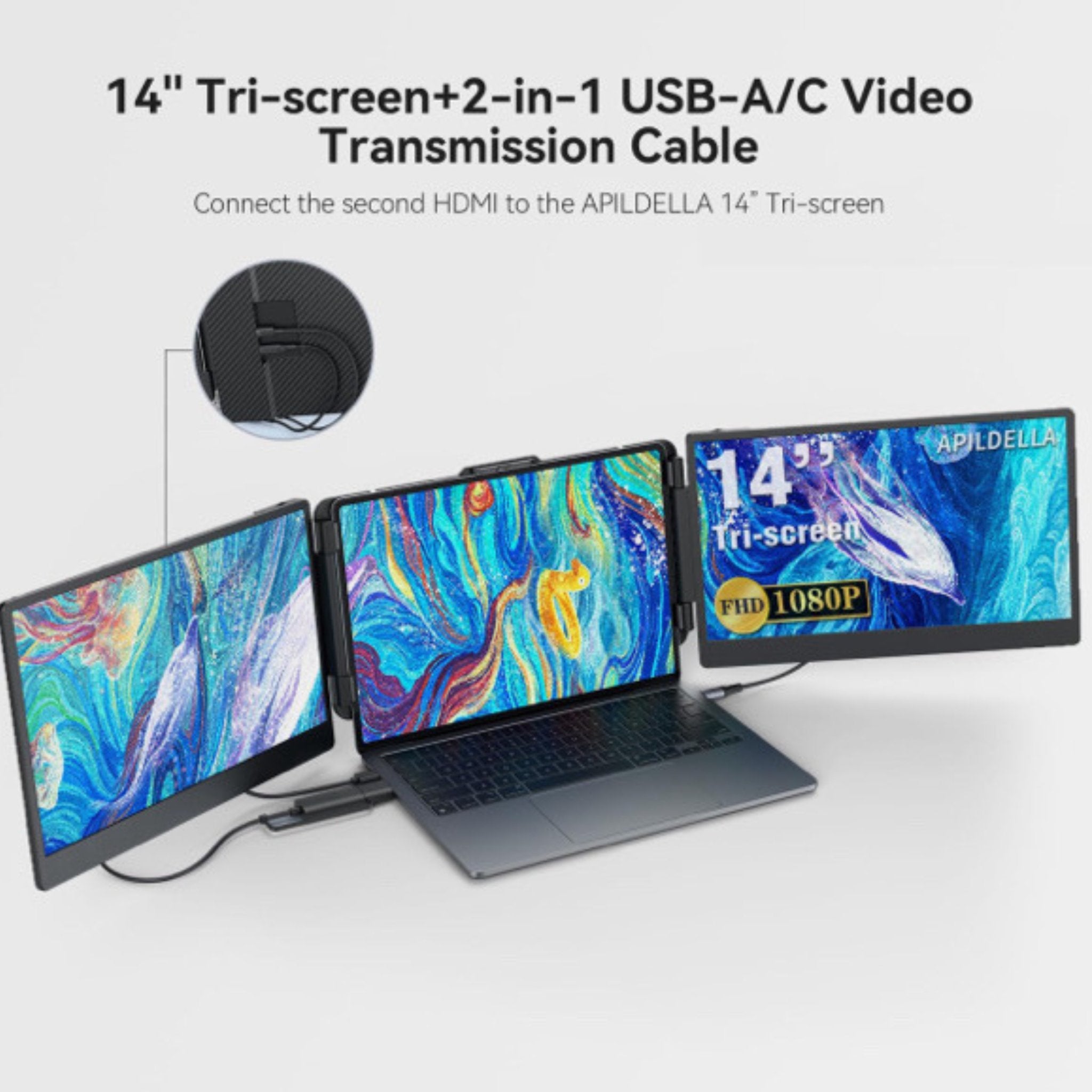 TUTT H5 2-in-1 High Definition Video Transmission Conversion Cable TUTT S1 S2 F2 Portable Laptop Monitor Screen Extender