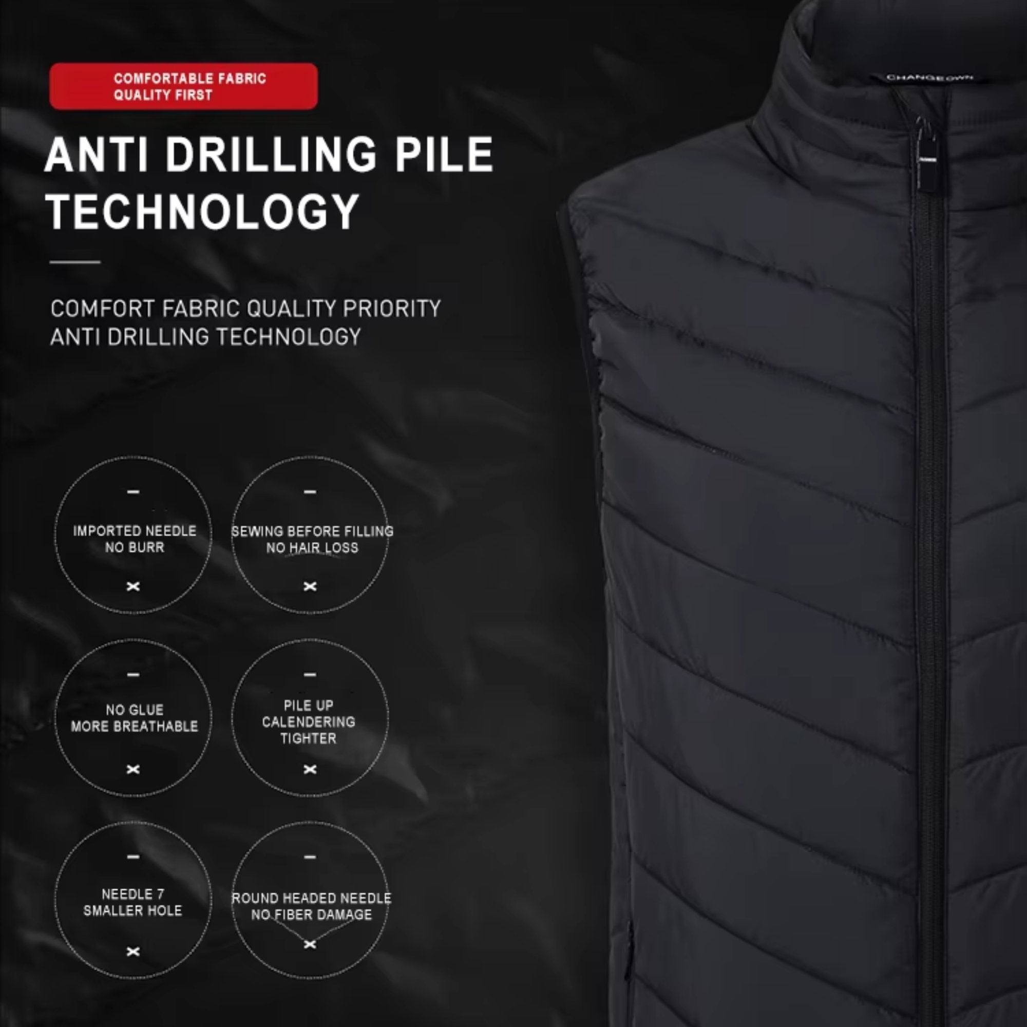 TUTT Heated Vest Jacket Unisex 9 Heat Zones | 10,000 mAh Power Bank | 3 Temperature Levels | Electric Heating Clothing | One Size Large - TUTT