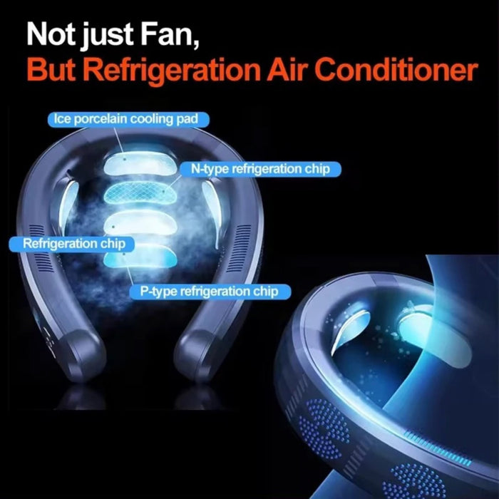 TUTT Heating and Cooling Neck Fan | 3 Semiconductor Plates | 6000 mAh 2 in 1 Wearable Air Conditioner | Navy Blue - TUTT