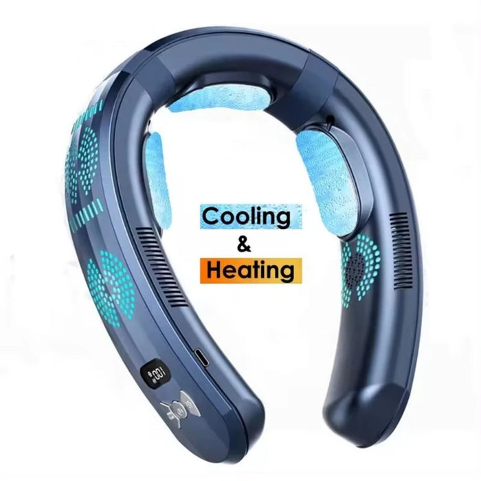 TUTT Heating and Cooling Neck Fan | 3 Semiconductor Plates | 6000 mAh 2 in 1 Wearable Air Conditioner | Navy Blue - TUTT